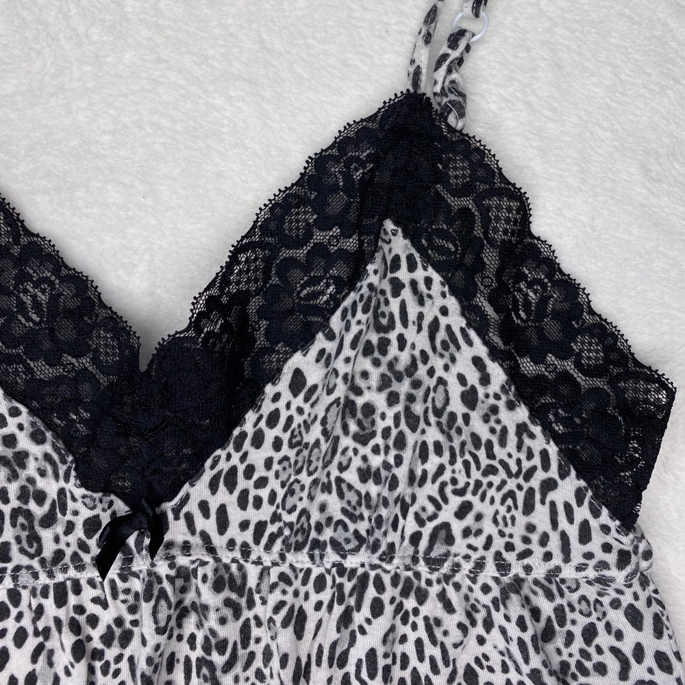 René Rofé Lace-Trim Cheetah Babydoll Nightgown